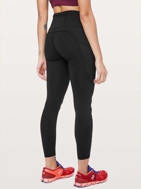 Lululemon Leggings Size 16 Black Fast free 7/8 Tight II 25" Nulux Pockets W5BXQS